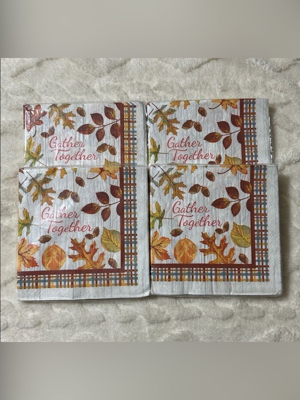Greenbrier Gather Together Thanksgiving Square Shaped Napkins 24 x 4 packs